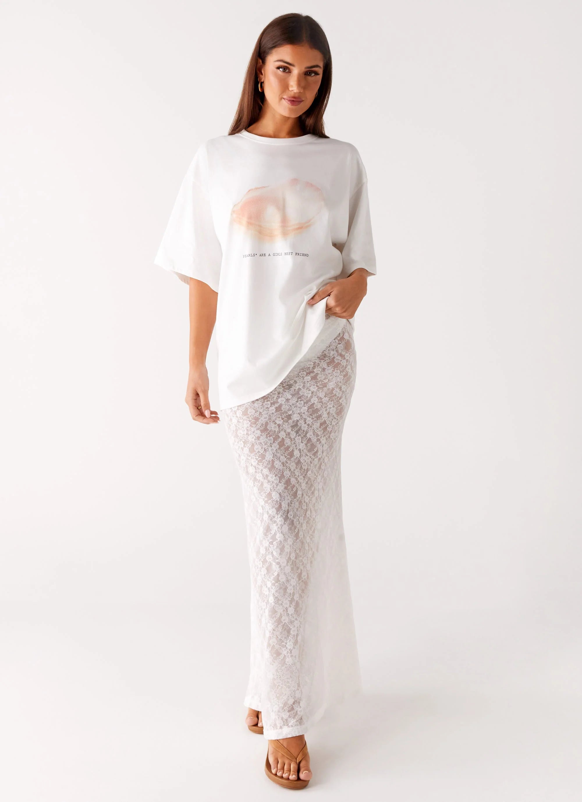 Jaz Lace Maxi Skirt White
