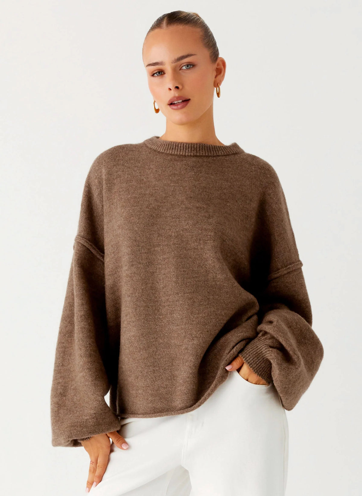 Jack Oversized Knit Sweater Tan Marle