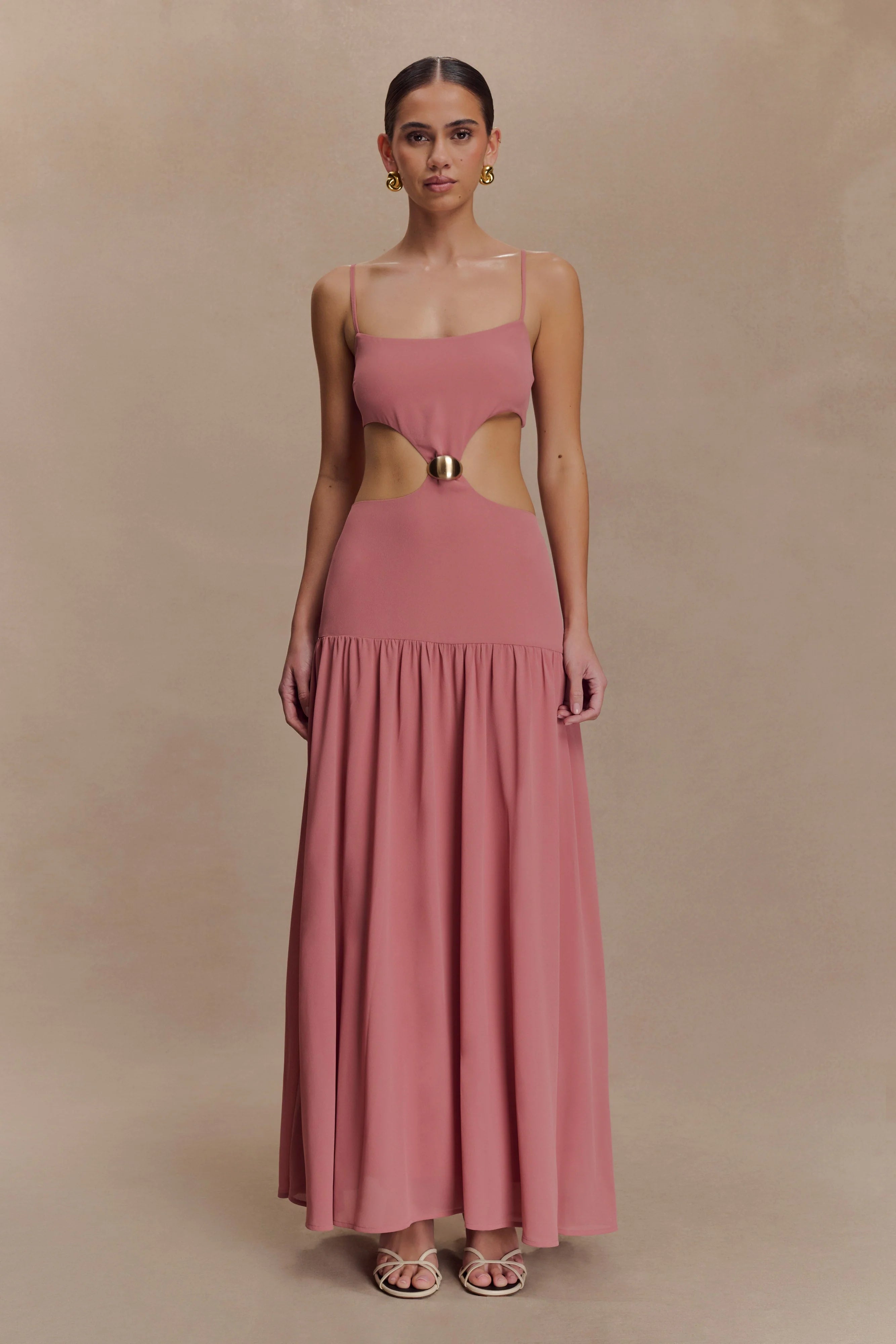Georgina Chiffon Midi Dress Burnt Rose