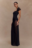 Wyatt Slinky And Mesh Maxi Dress Black