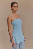 Anette Bandage Knit Strapless Top Sky Blue