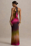 Fiorella Ombre Print Cowl Neck Split Maxi Dress