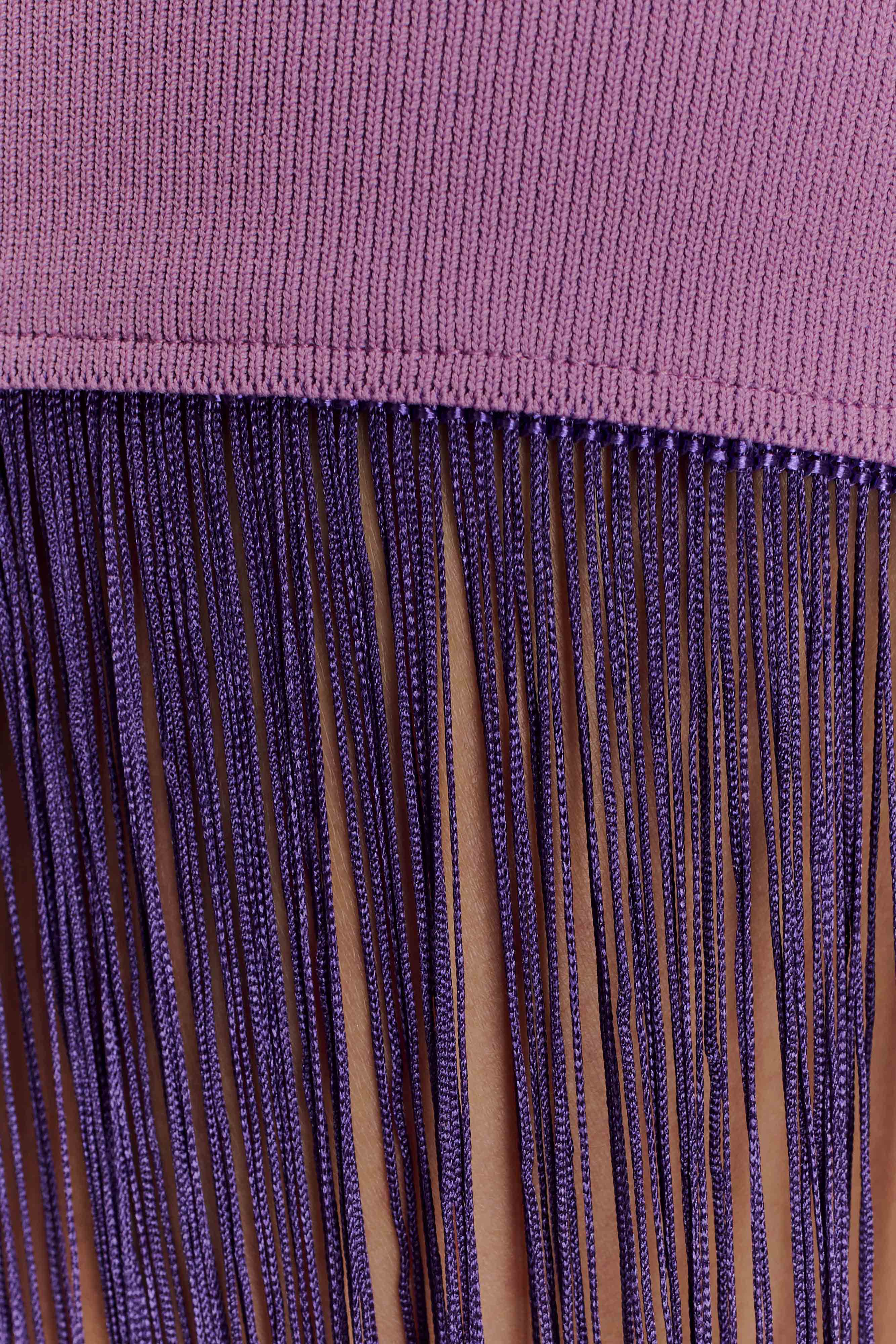 Koah Fringe Bandage Knit Maxi Dress Purple