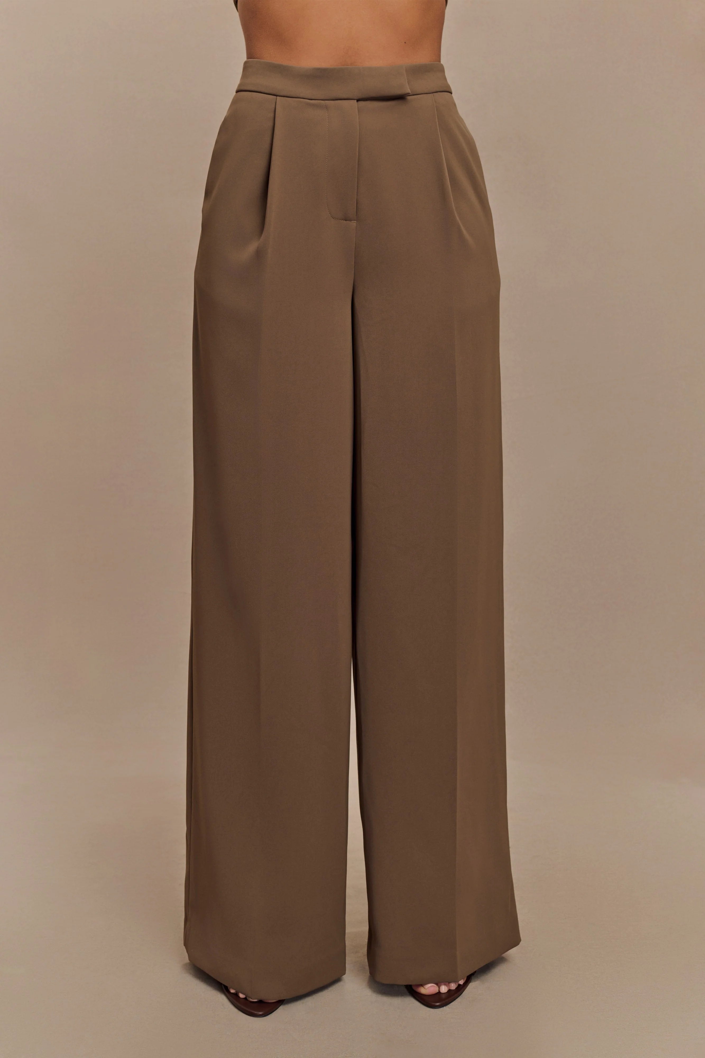 Faith Suiting Wide Leg Pant Cacao Brown