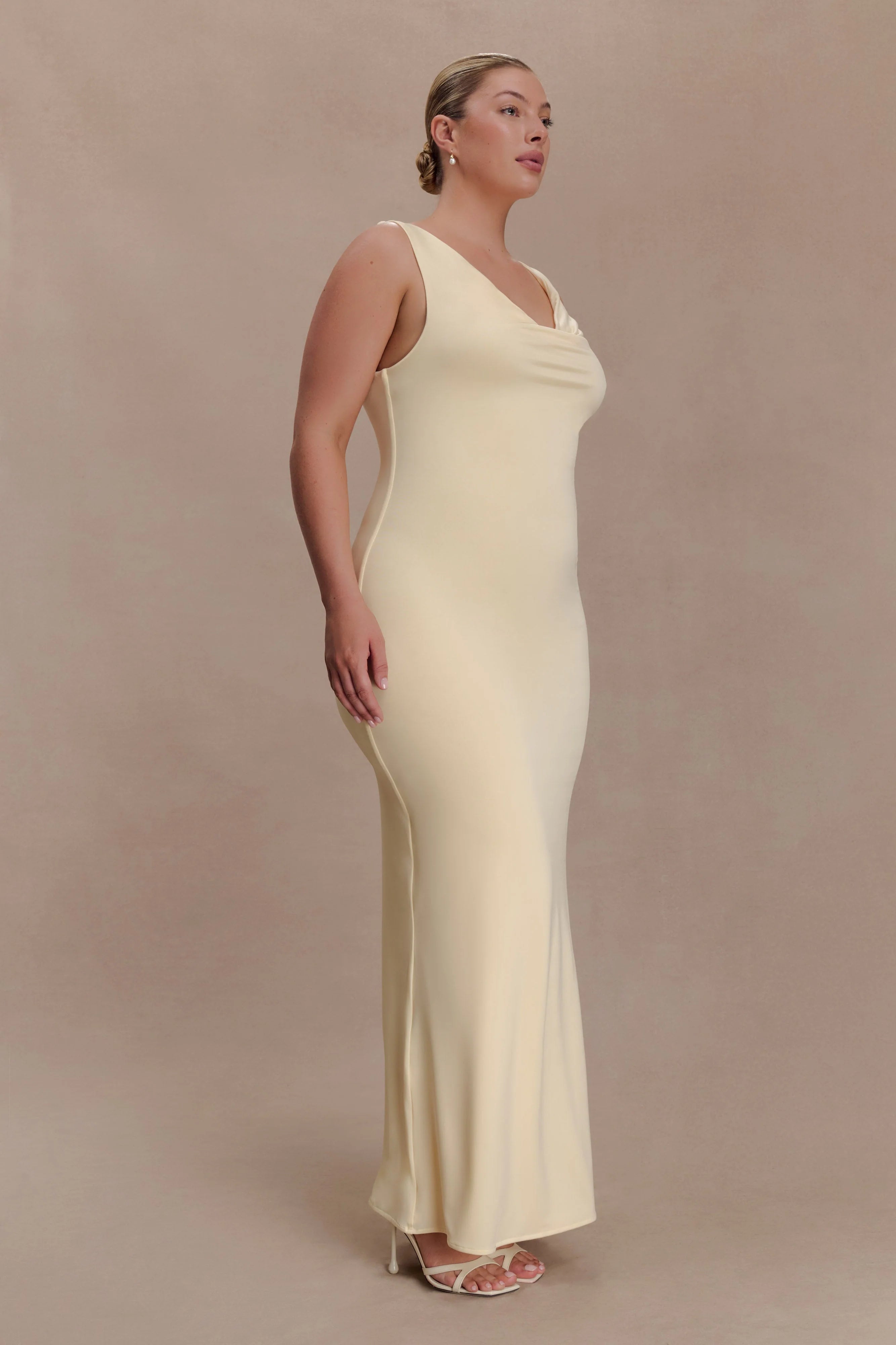 Marta Slinky Cowl Maxi Dress Lemon