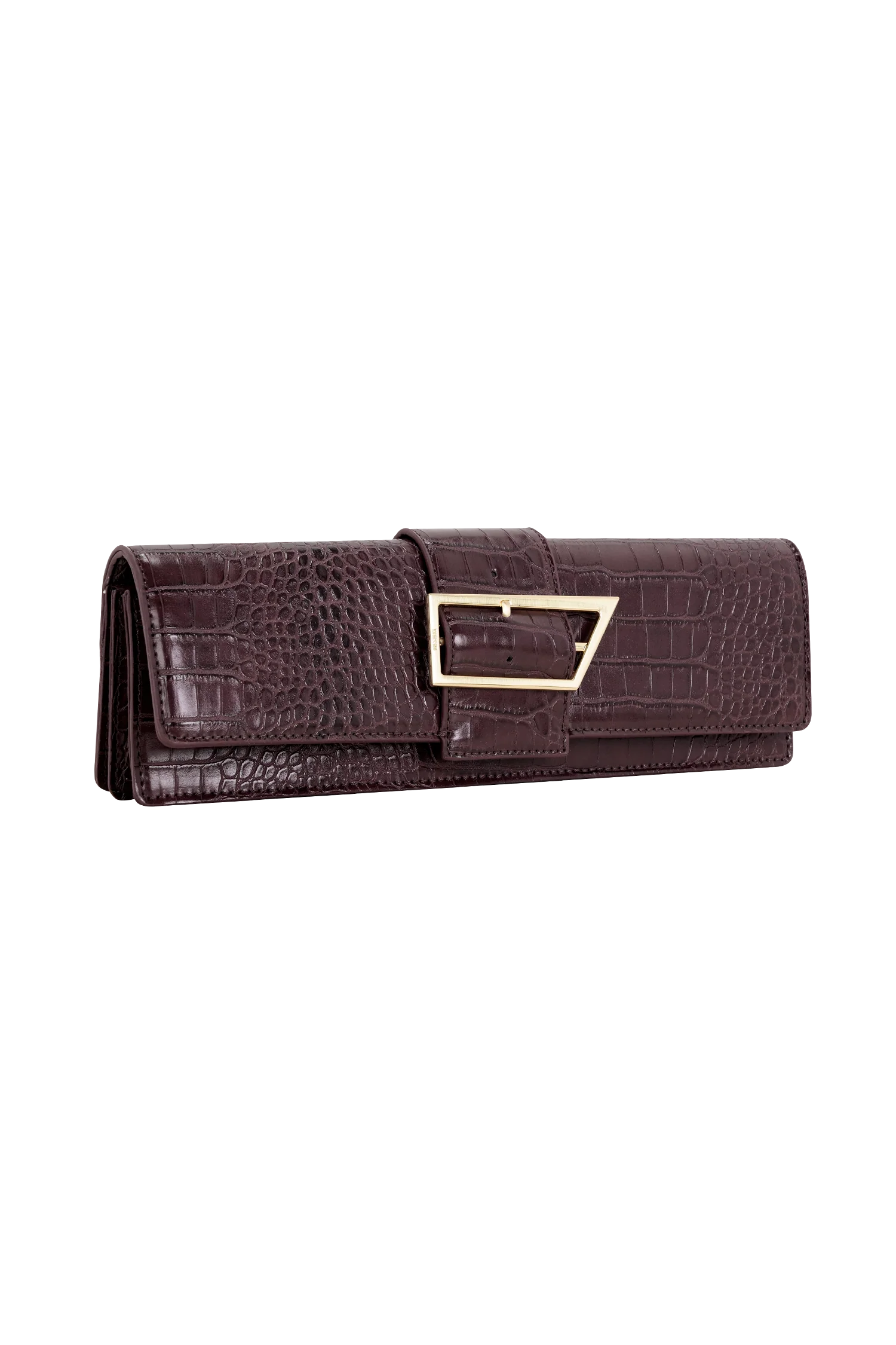 Jessica Faux Leather Crocodile Clutch Burgundy