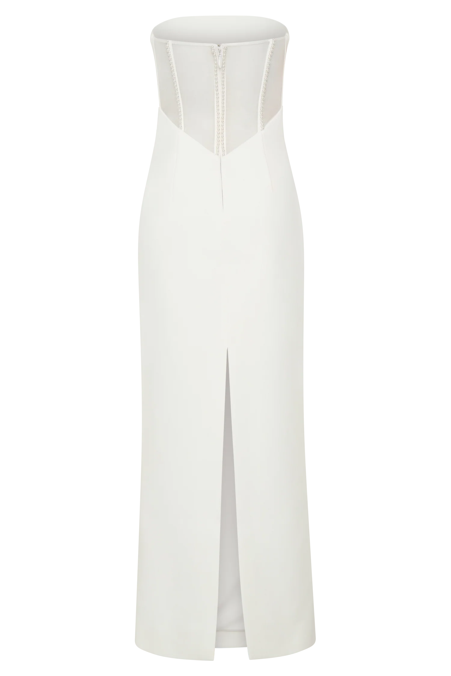 Sloane Strapless Maxi Dress With Pearls White