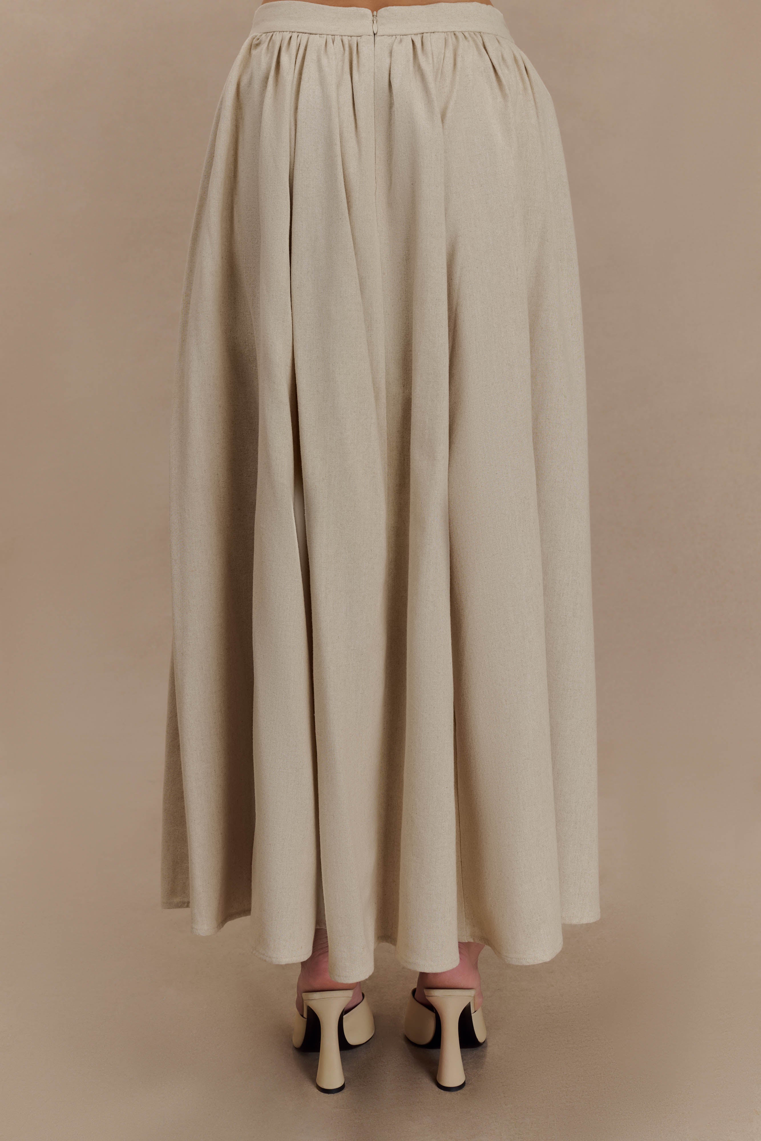 Clarence Linen A Line Maxi Skirt Natural
