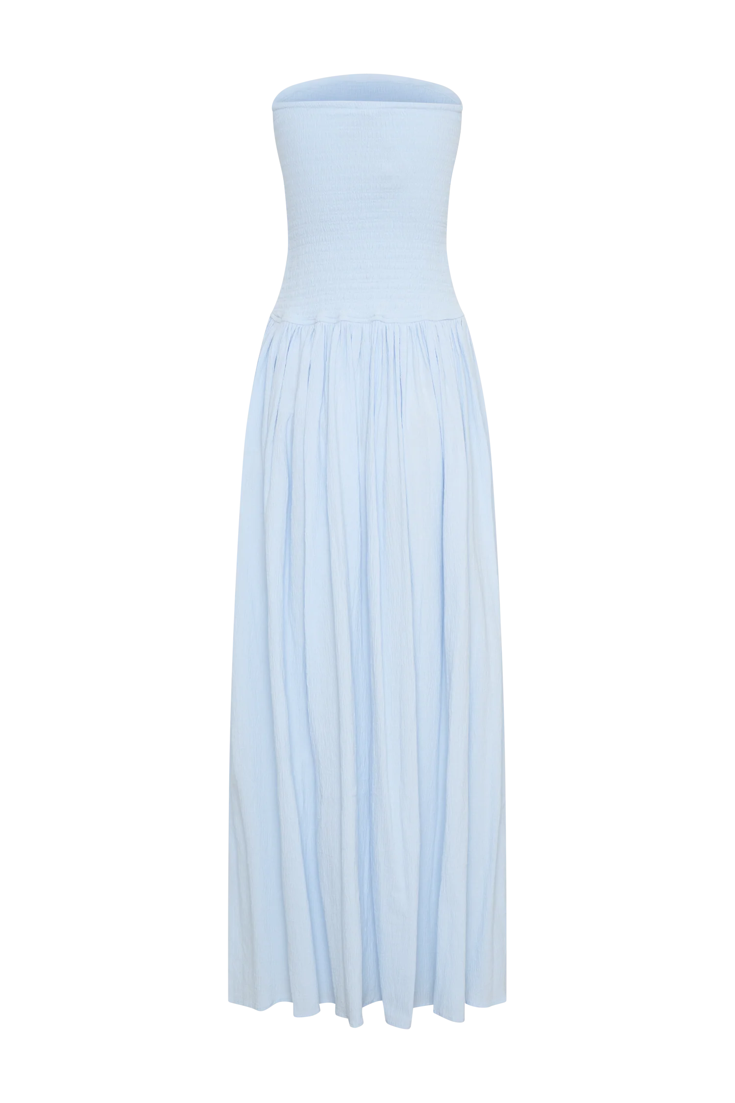 Maureen Cotton Shirring Maxi Dress Powder Blue