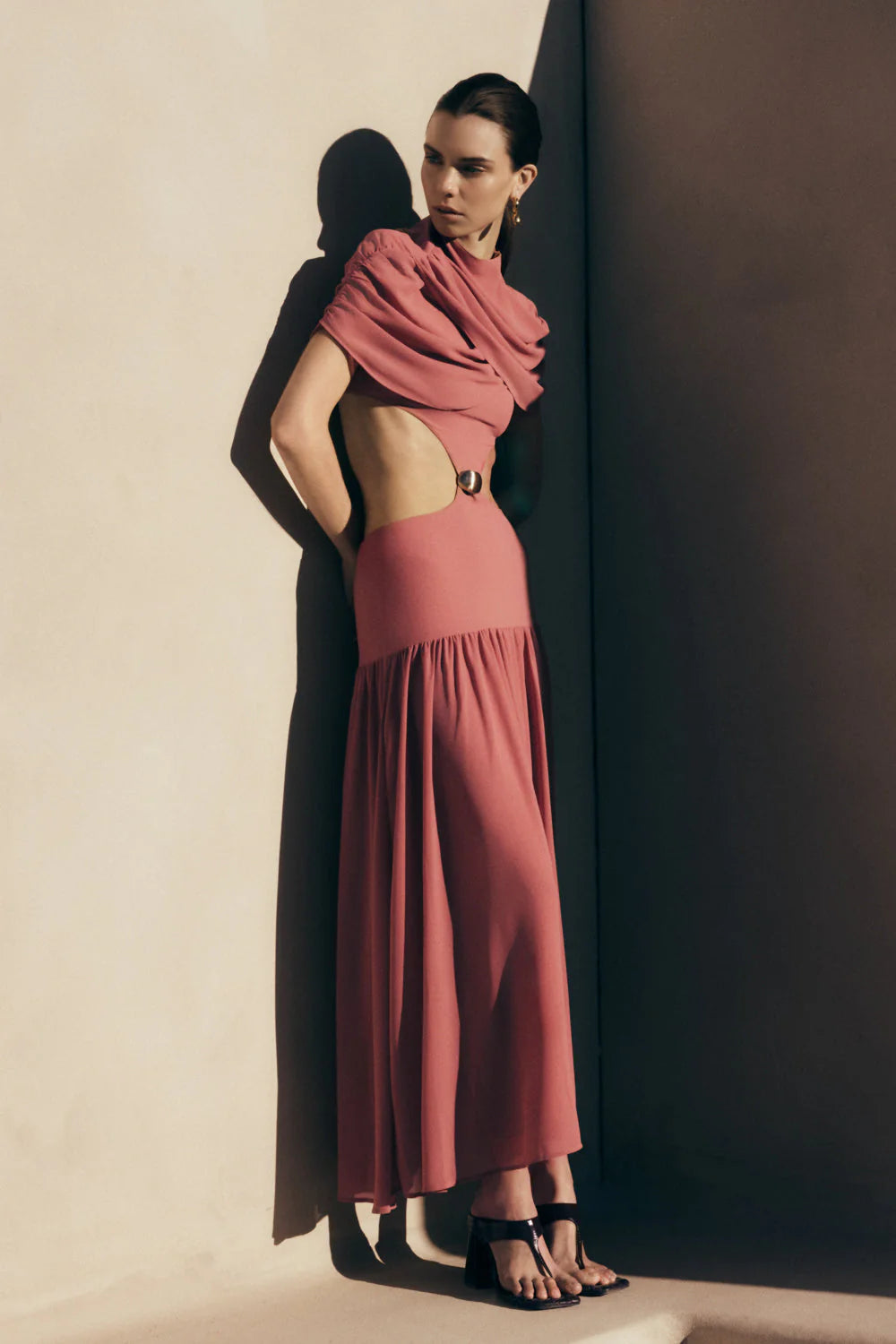 Georgina Chiffon Midi Dress Burnt Rose