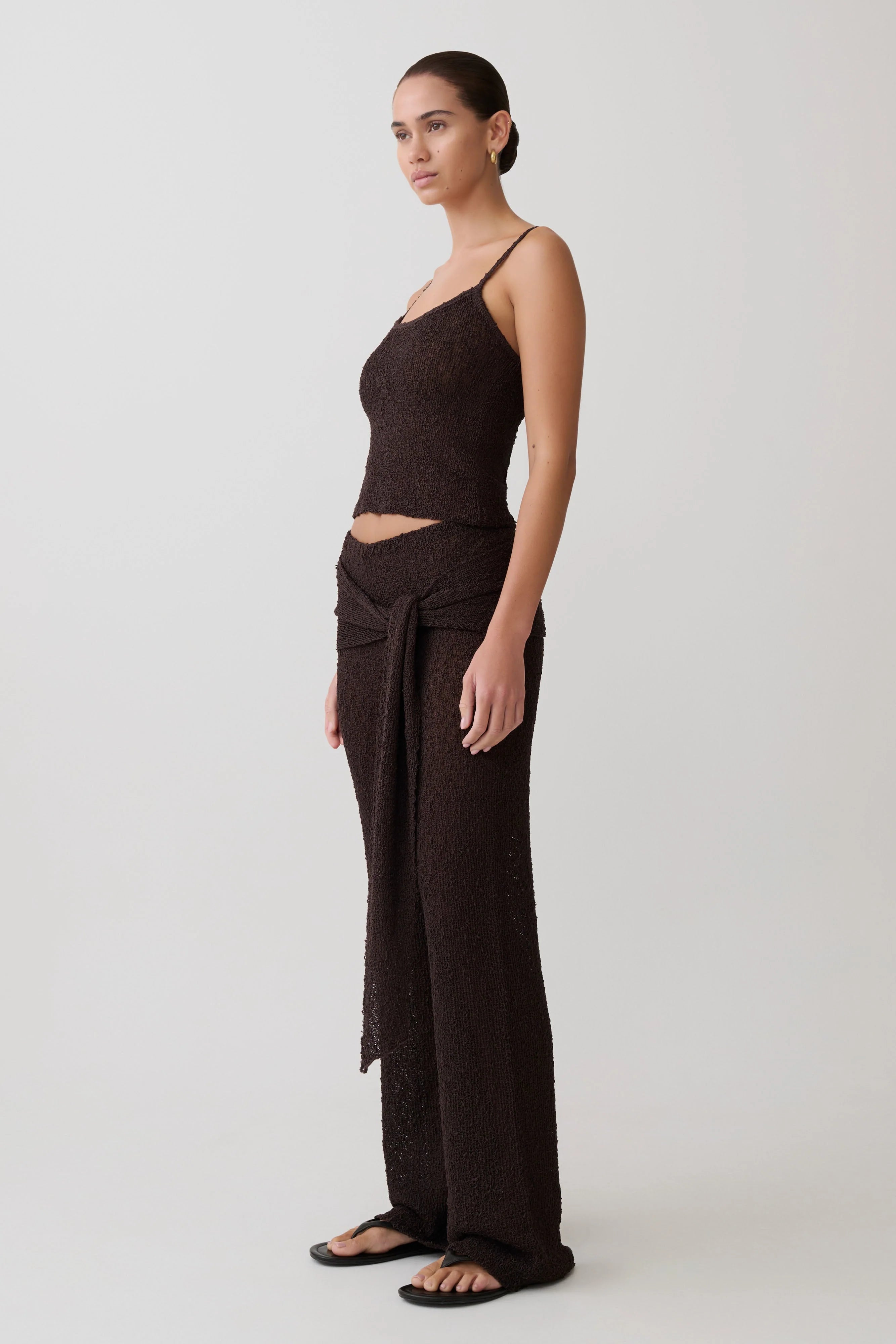 Mattais Boucle Knit Top Dark Chocolate
