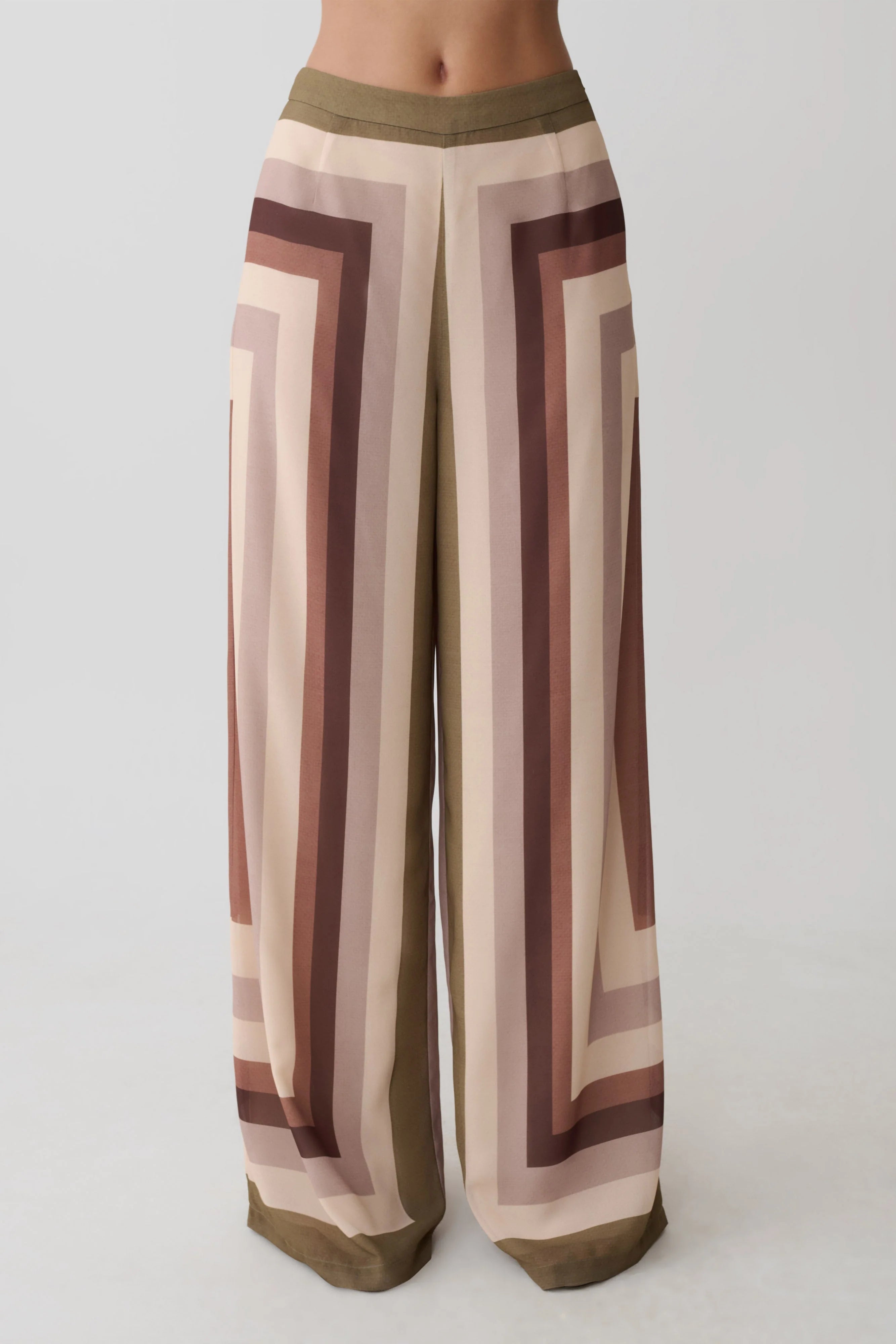 Rachel Chiffon Straight Leg Pants Multi Stripe