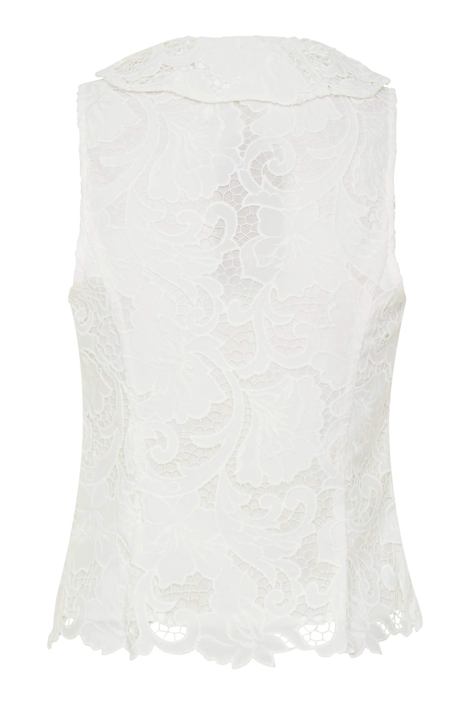 Tessa Broderie Tie Front Sleeveless Top White