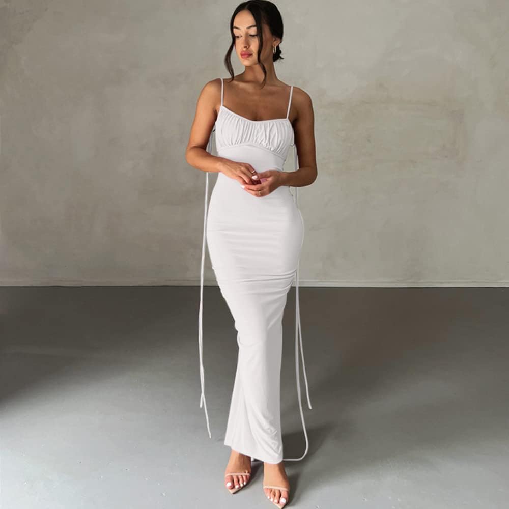 Women Sexy Backless Dress Bodycon Sleeveless Open Back Maxi Dress Formal Cocktail Wedding Guest