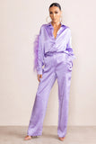 Evening Memories Lilac Satin Wide Leg Trousers