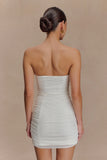Jianna Strapless Mesh Mini Dress White