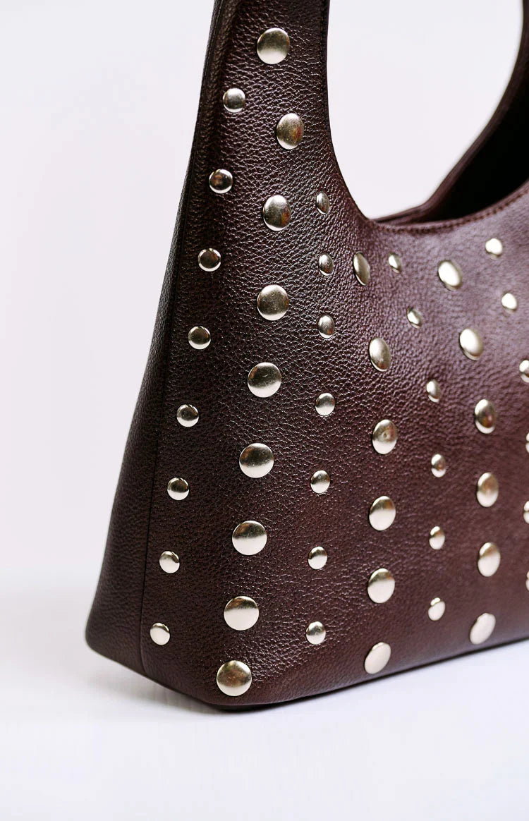 Peta Jain Jenni Chocolate Pebbled Studded PU Bag