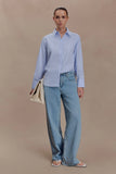 Hansen Oversized Shirt Blue Pinstripe