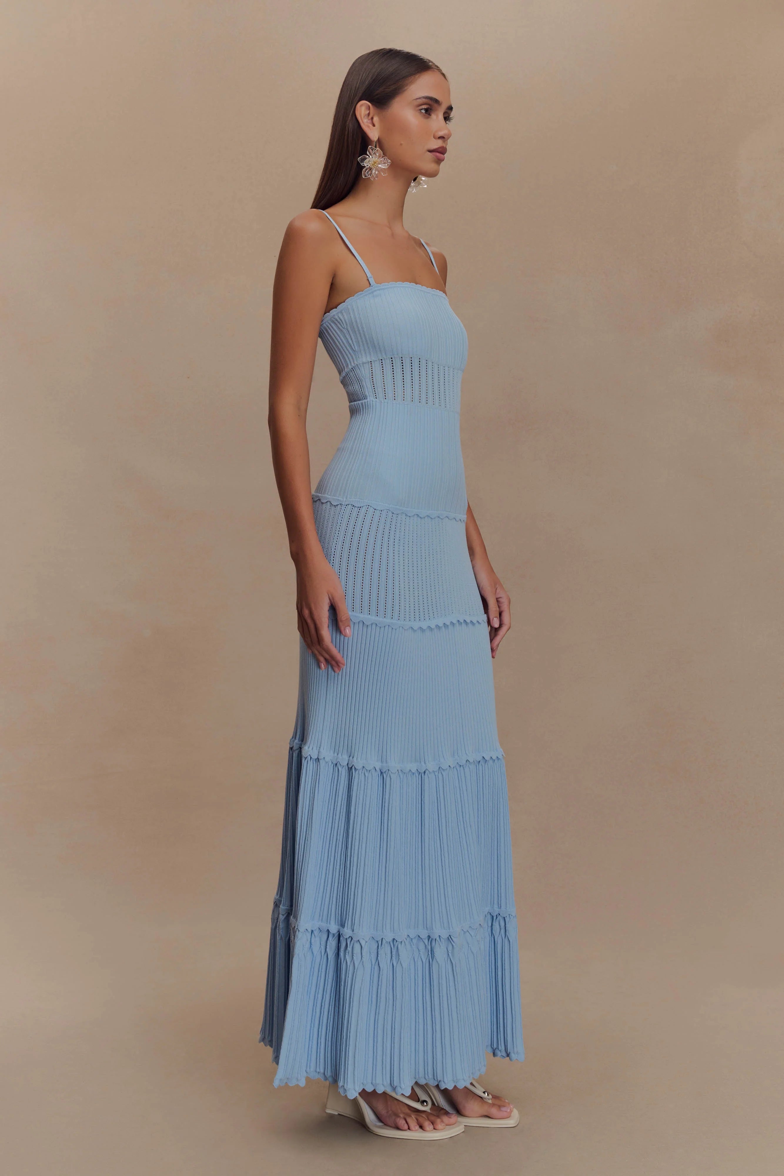 Finley Pointelle Knit Maxi Dress Cornflower Blue