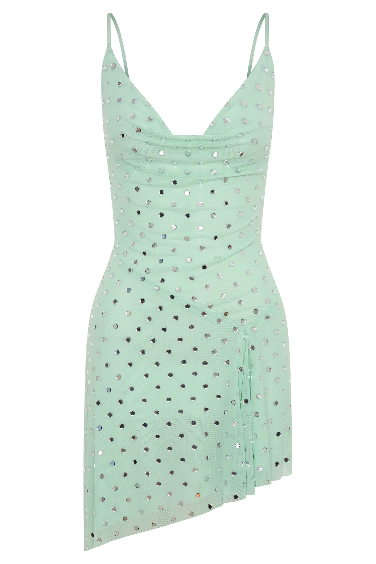 Zahra Diamante Cowl Mini Dress Mint