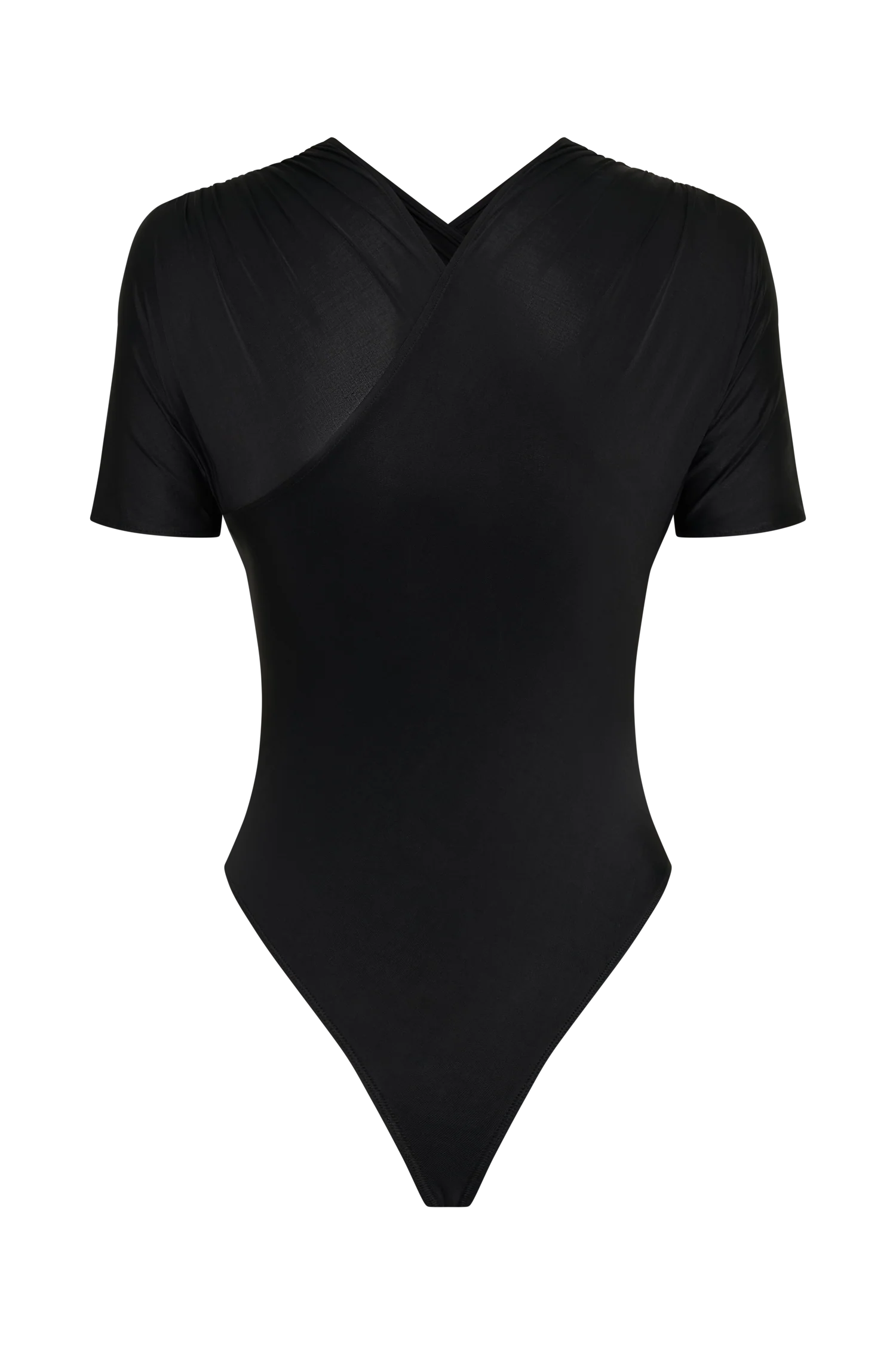 Junie Shortsleeve Cross Over Bodysuit Black