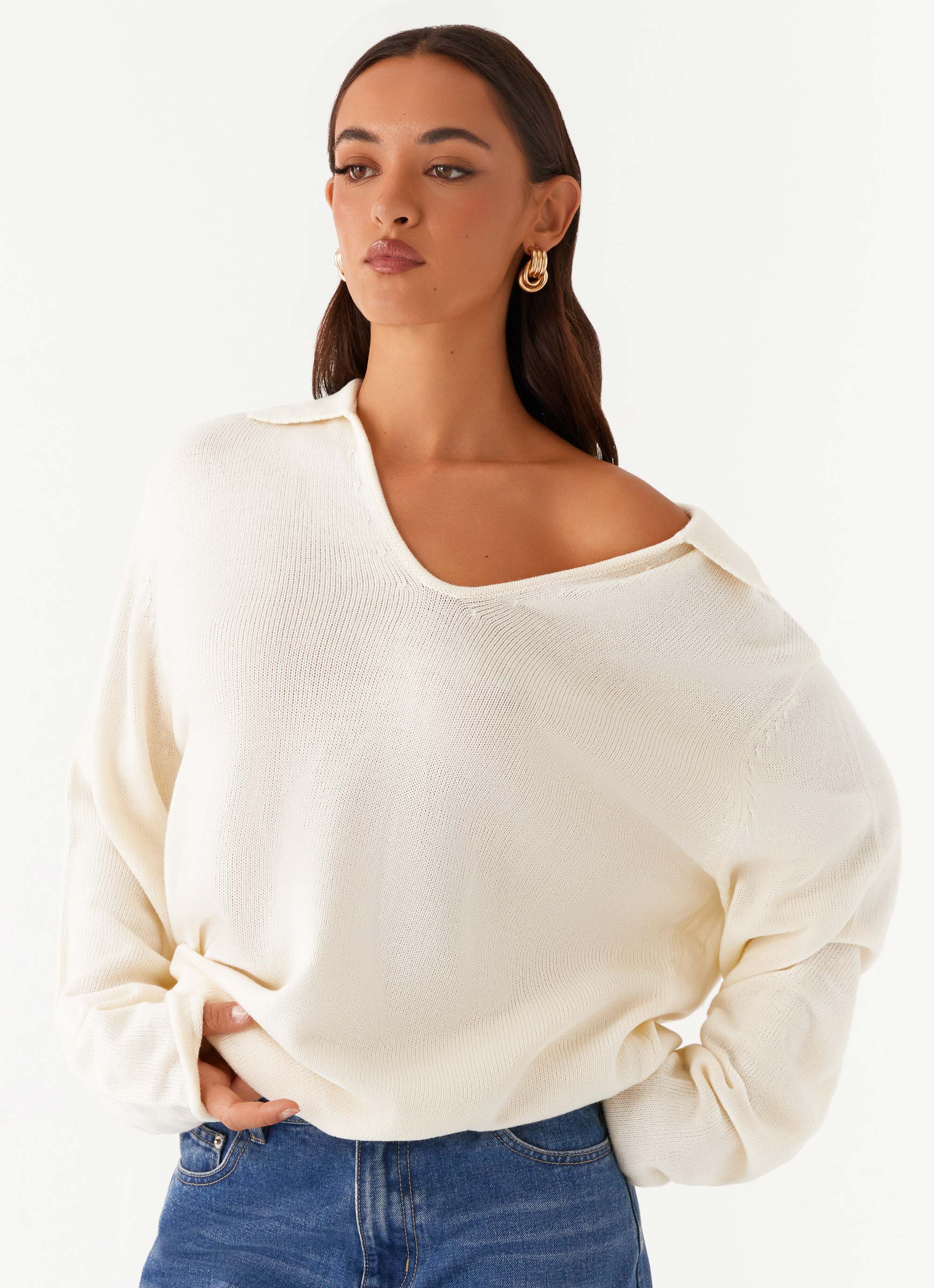Deena Knit Sweater White