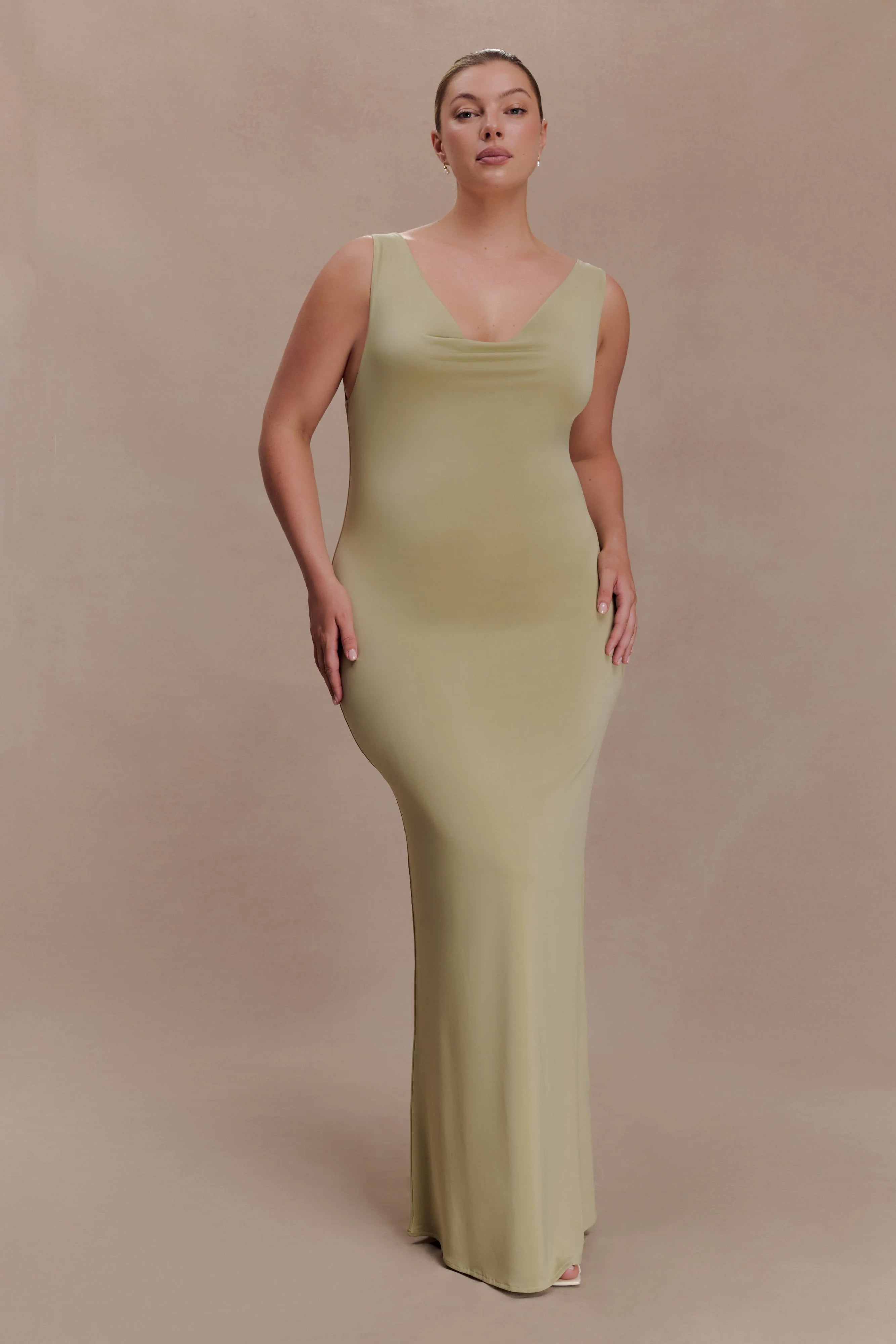 Marta Slinky Cowl Maxi Dress Sage