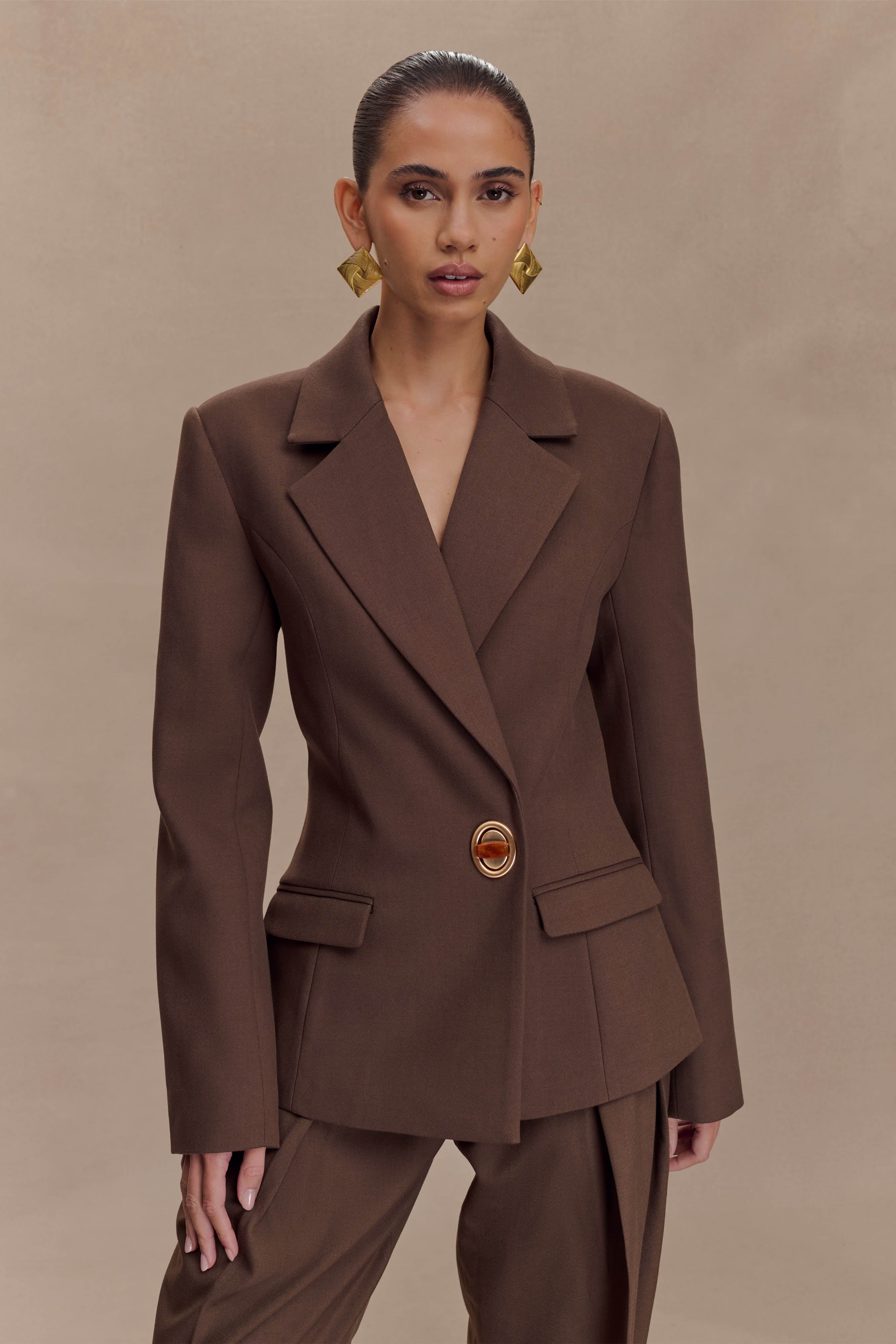 Max Cinched Waist Blazer Chocolate
