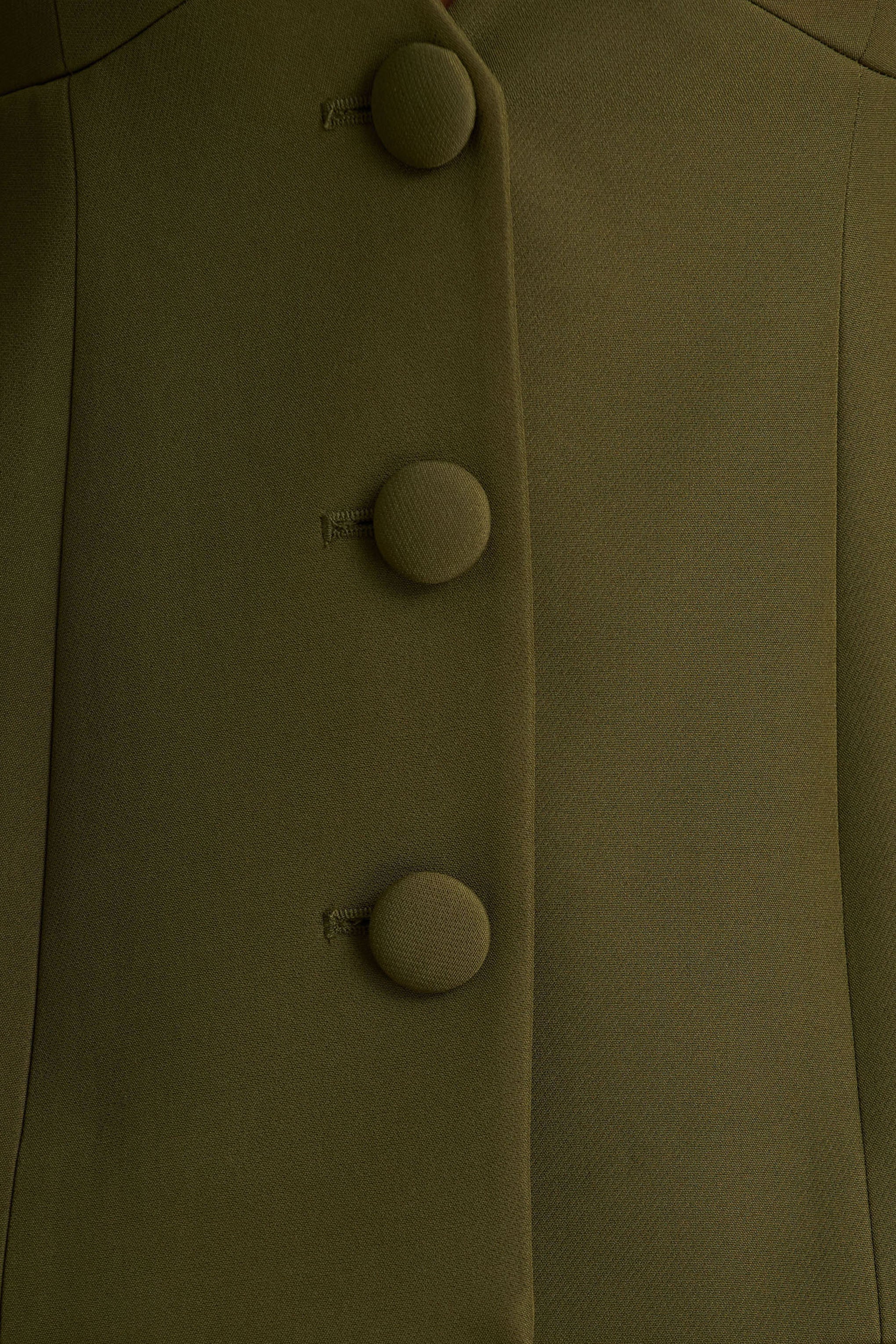 Rosalina Olive Extreme Plunge Neck Tailored Blazer