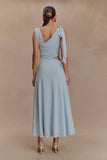 Raleigh Asymmetrical Slinky Midi Dress Pale Blue