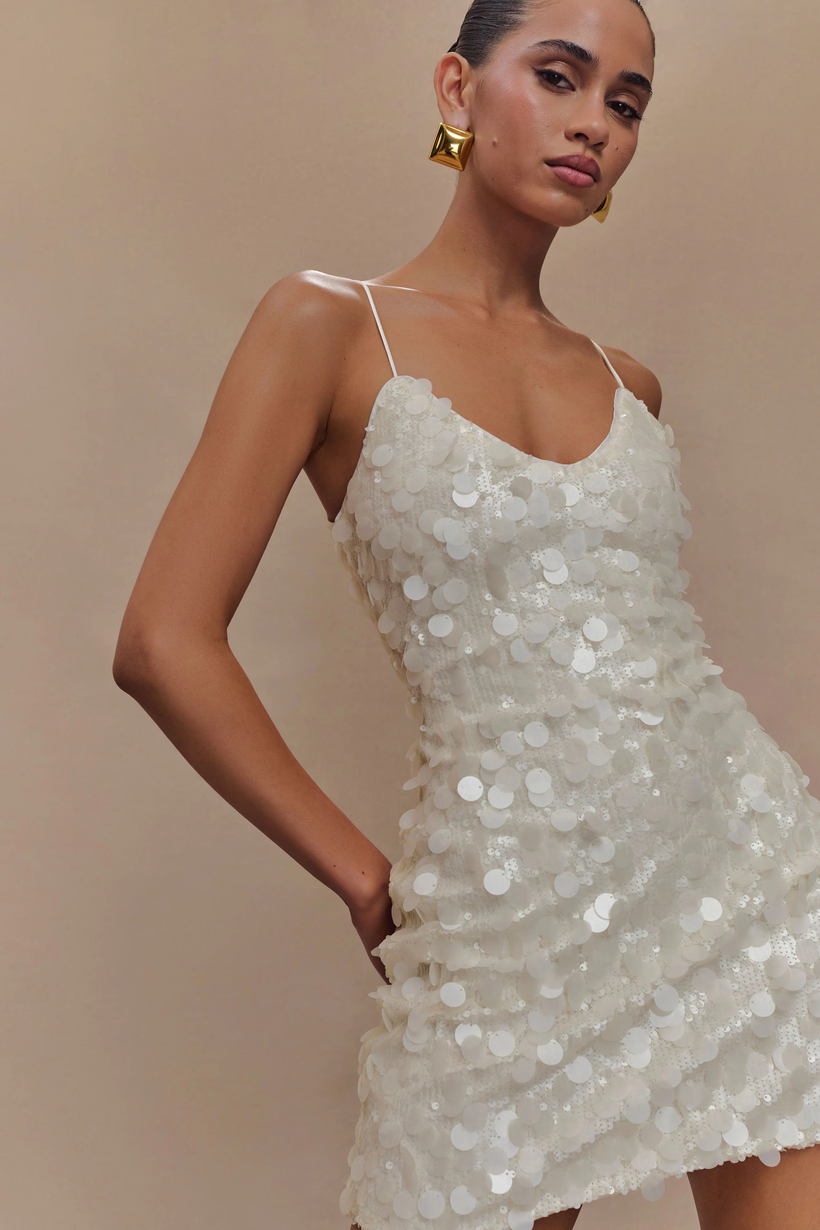 Romilly Sequin Mini Dress Ivory