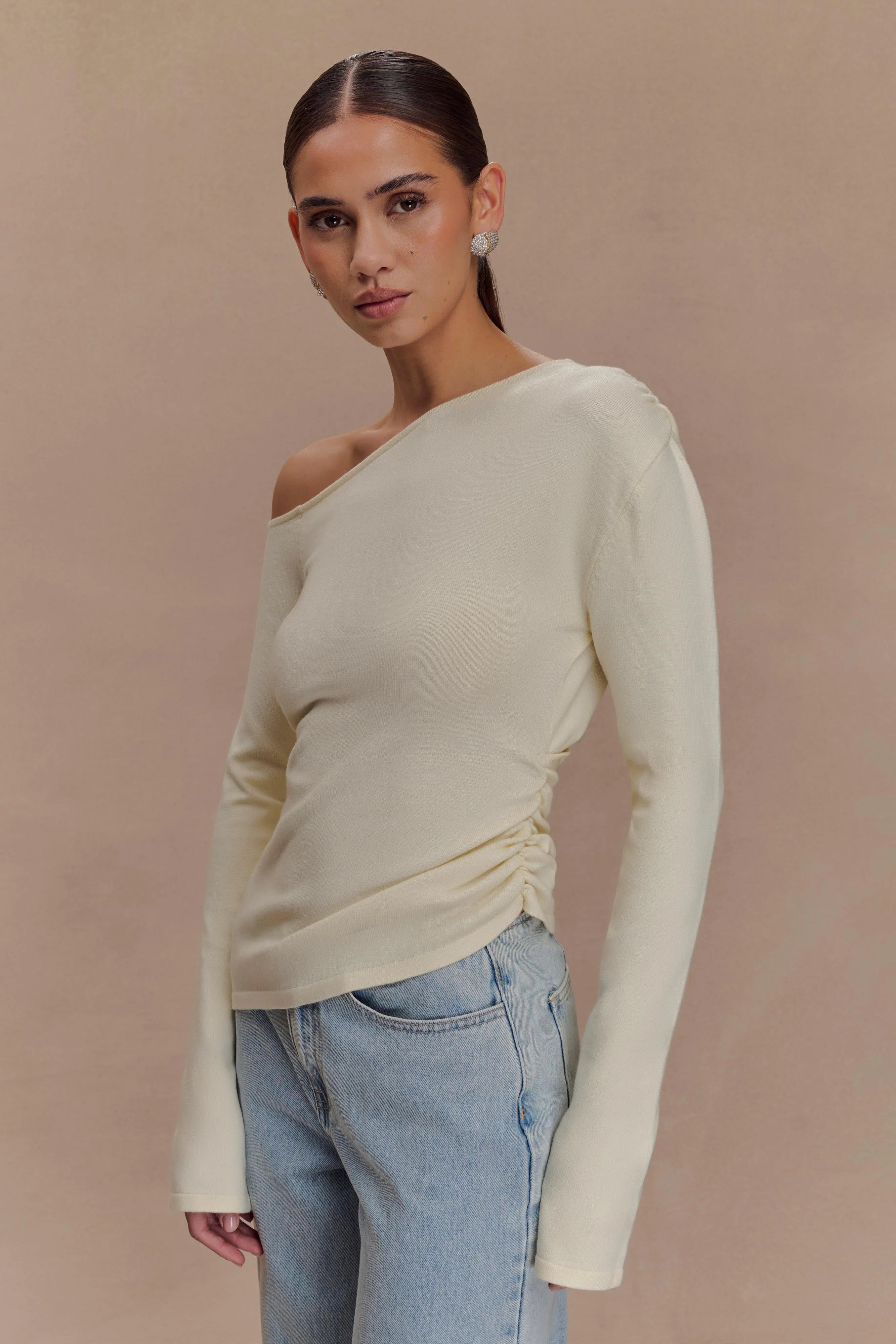 Miles Off Shoulder Knit Top Ivory