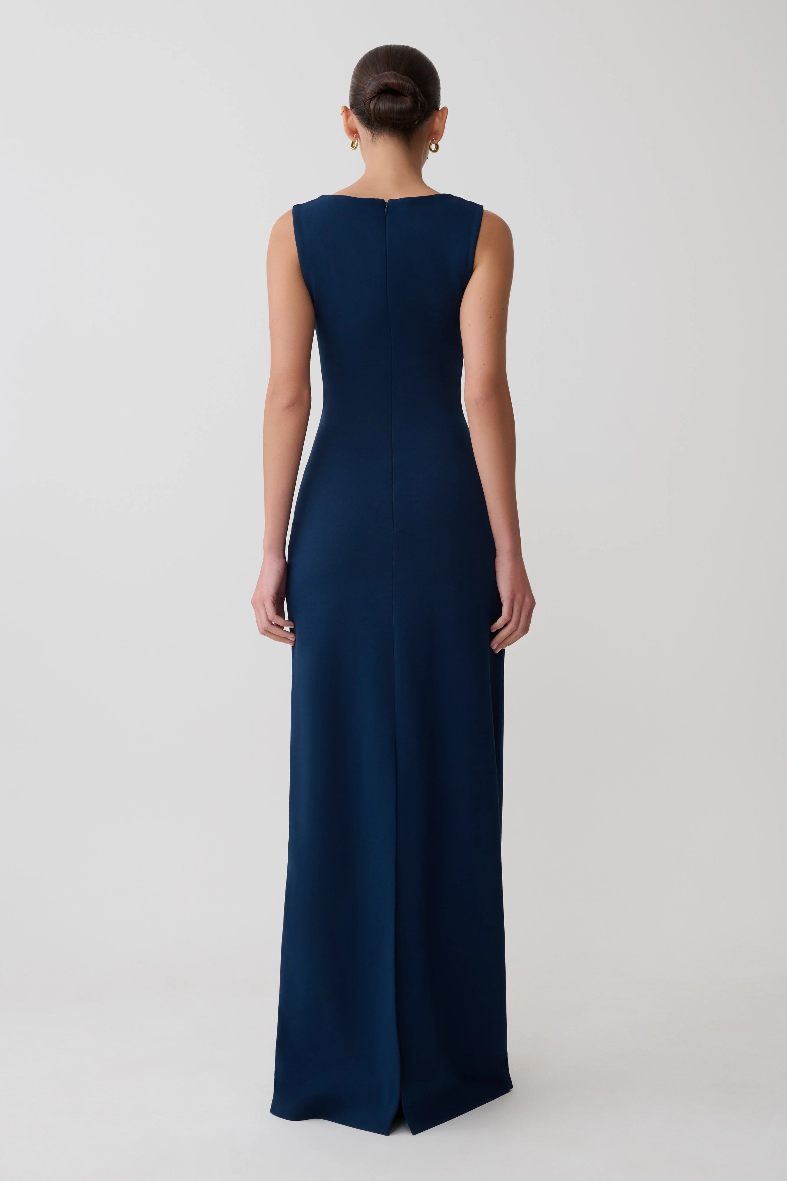 Rhea Detachable Cape Jersey Maxi Dress Navy