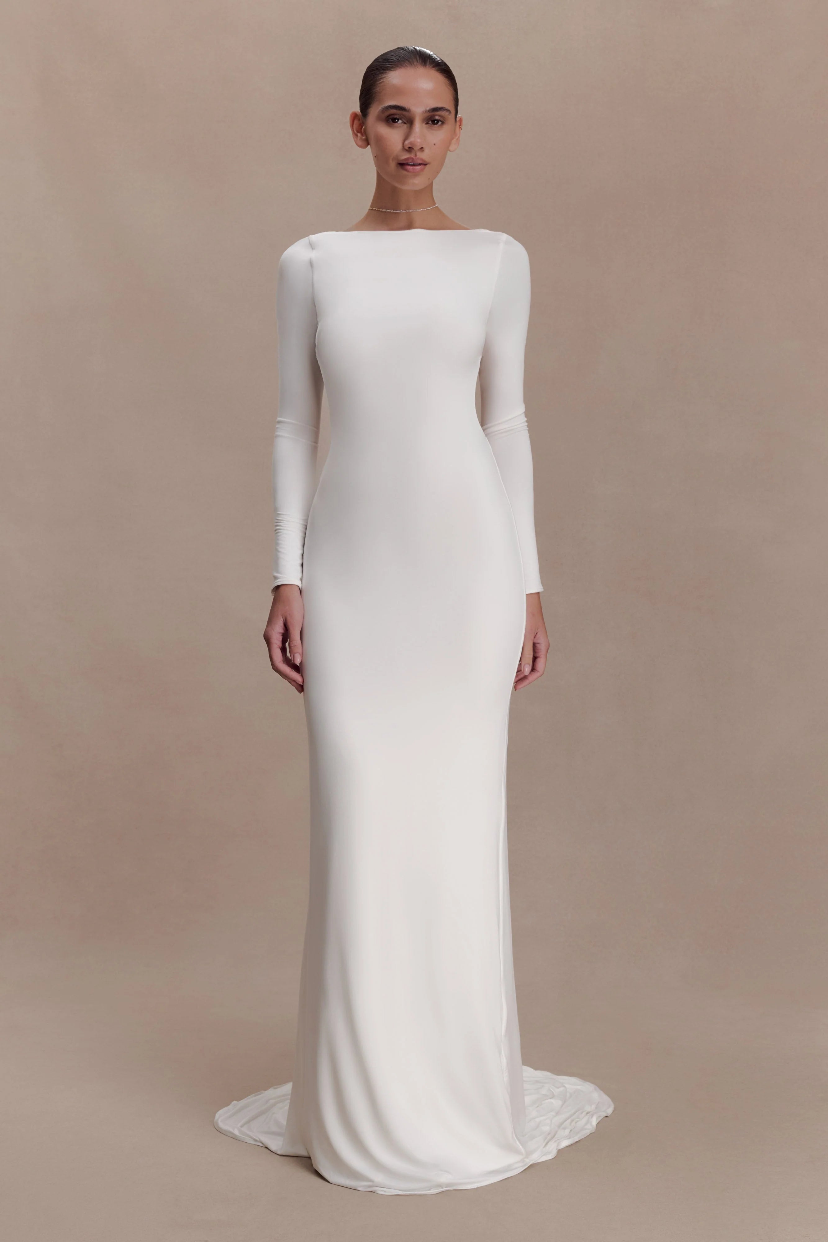 Marlene Slinky Low Back Maxi Dress White