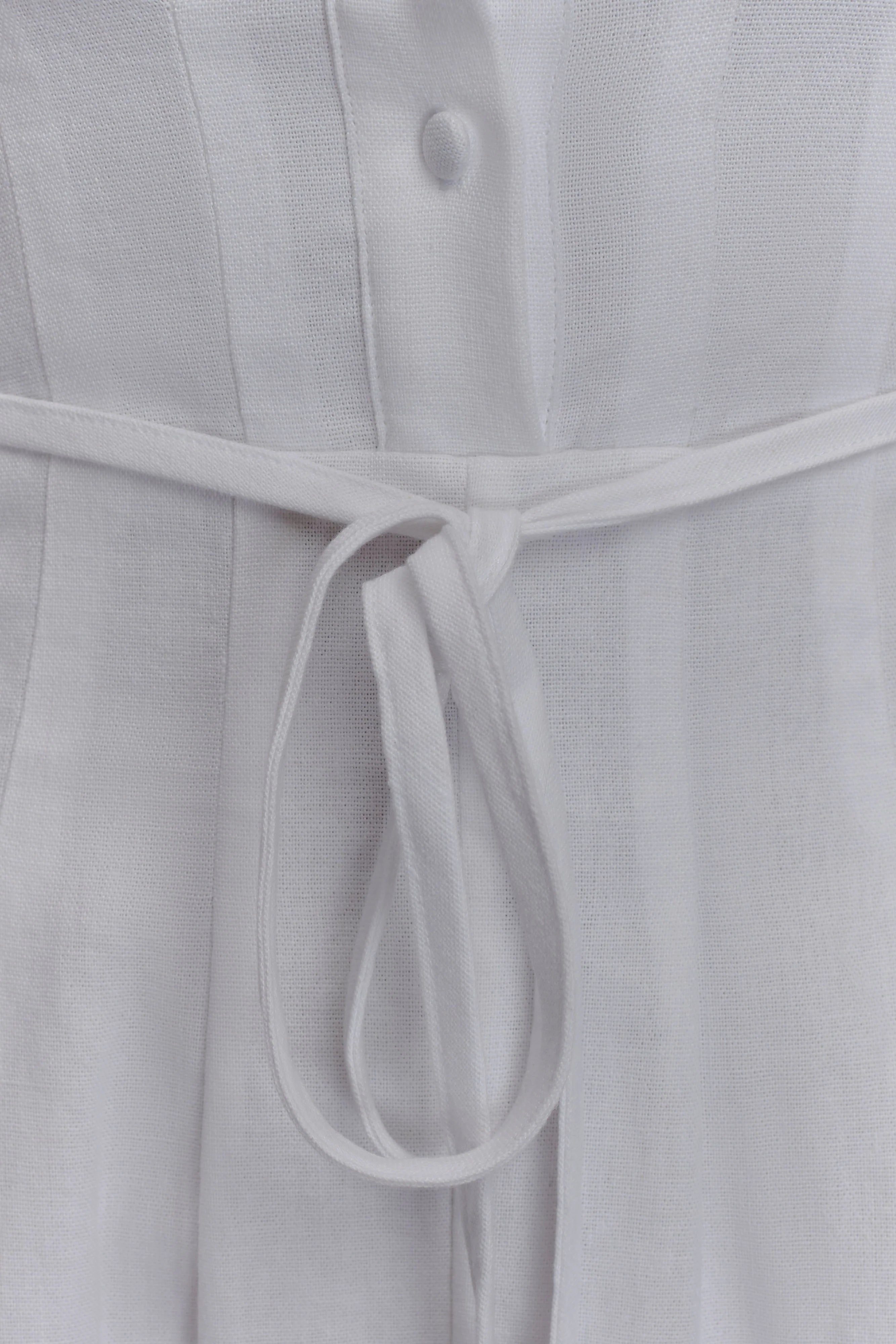 Aysha Buttoned Linen Midi Dress White