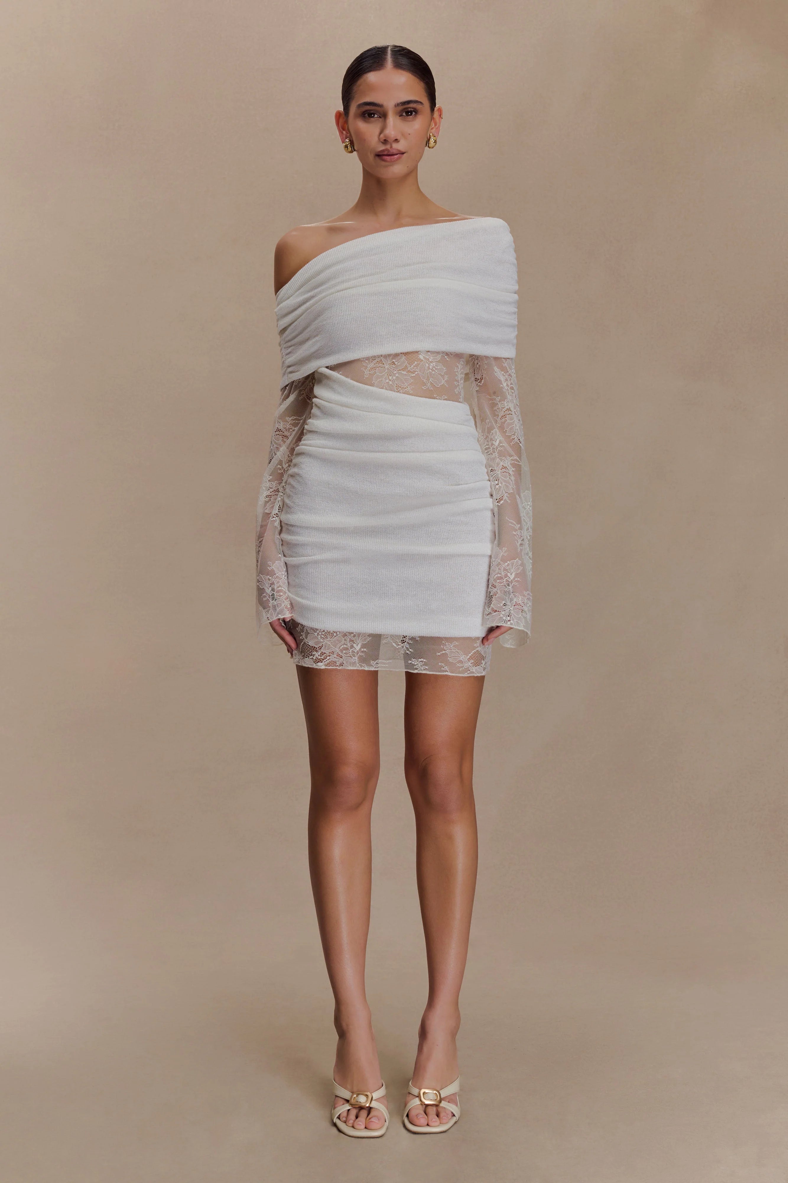 Luxie Lace Knit Mini Dress Ivory