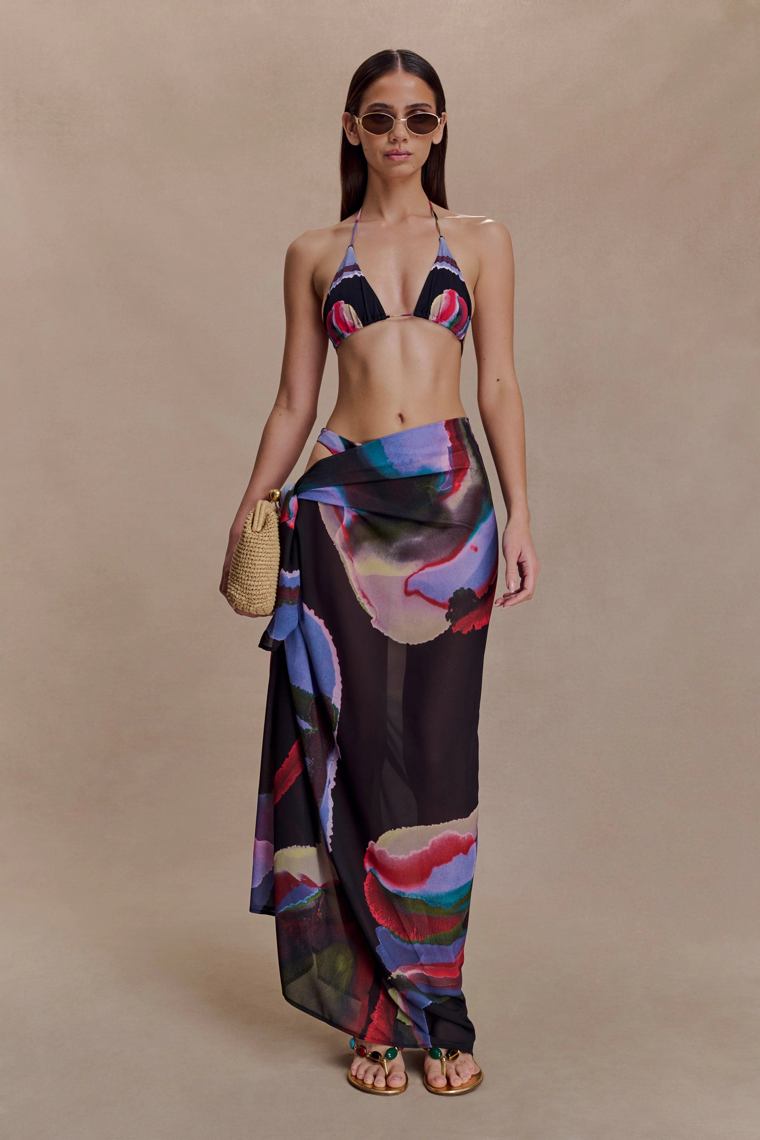 Evie Chiffon Sarong Multi Fluid Reverie Print