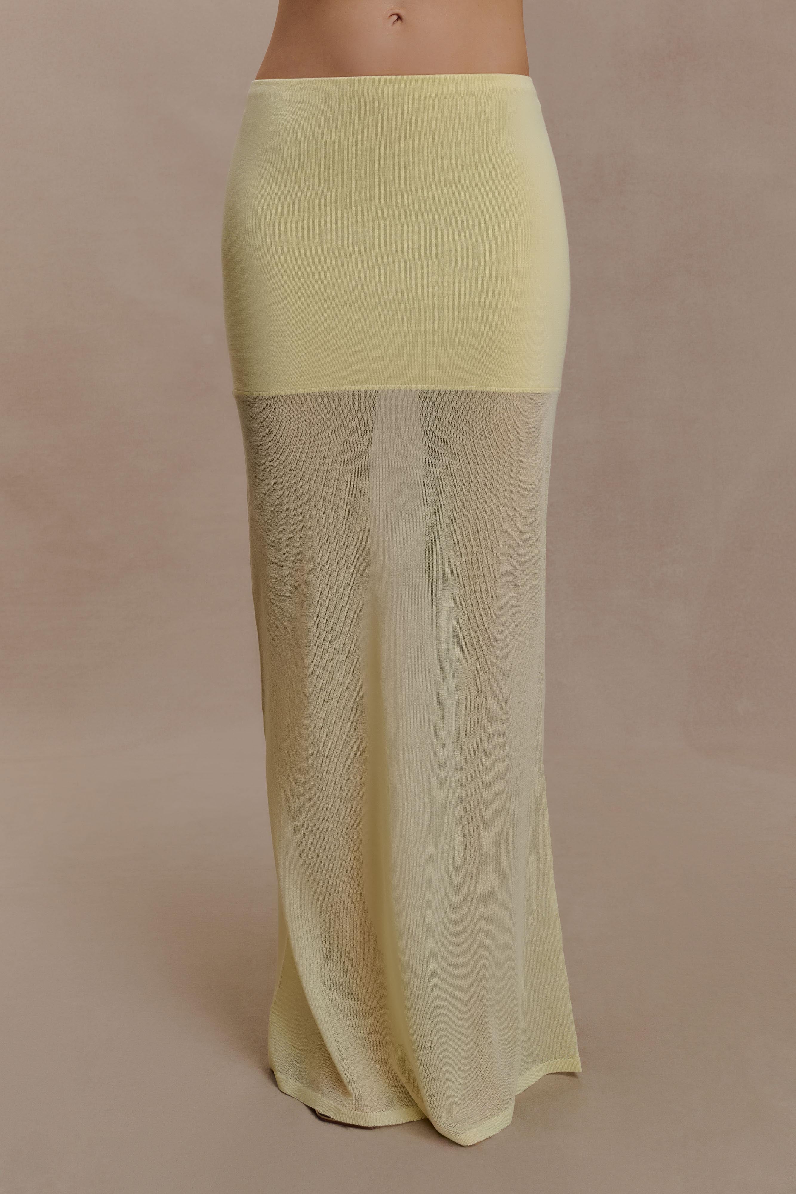 Tanyel Sheer And Bandage Knit Maxi Skirt Lemon