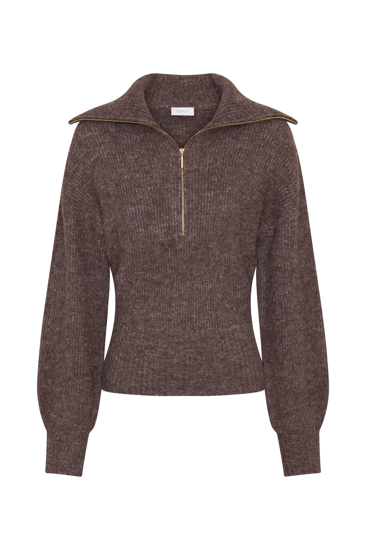 Skylaine Zip Knit Jumper Brown Marle