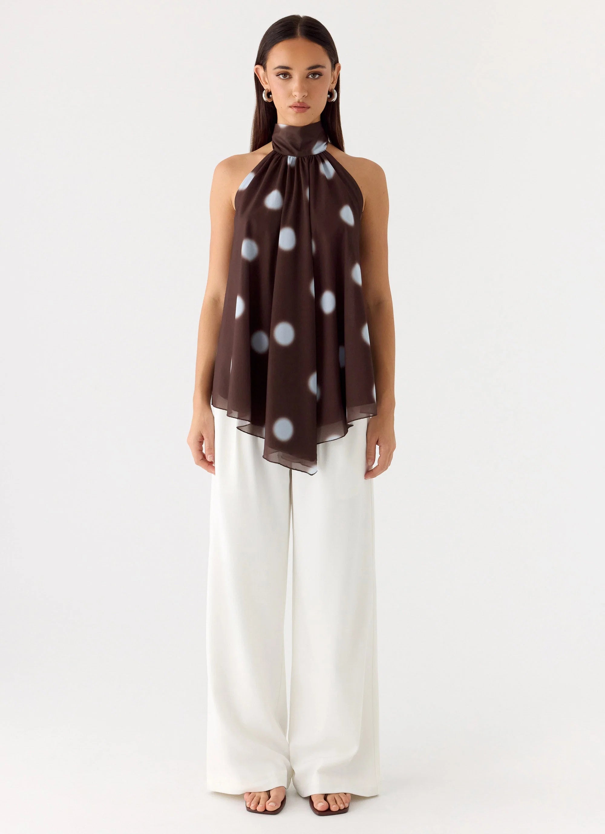 Corrida Backless Top - Chocolate Blue Dot