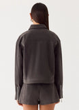 Austina Faux Suede Boxy Jacket Tan Grey