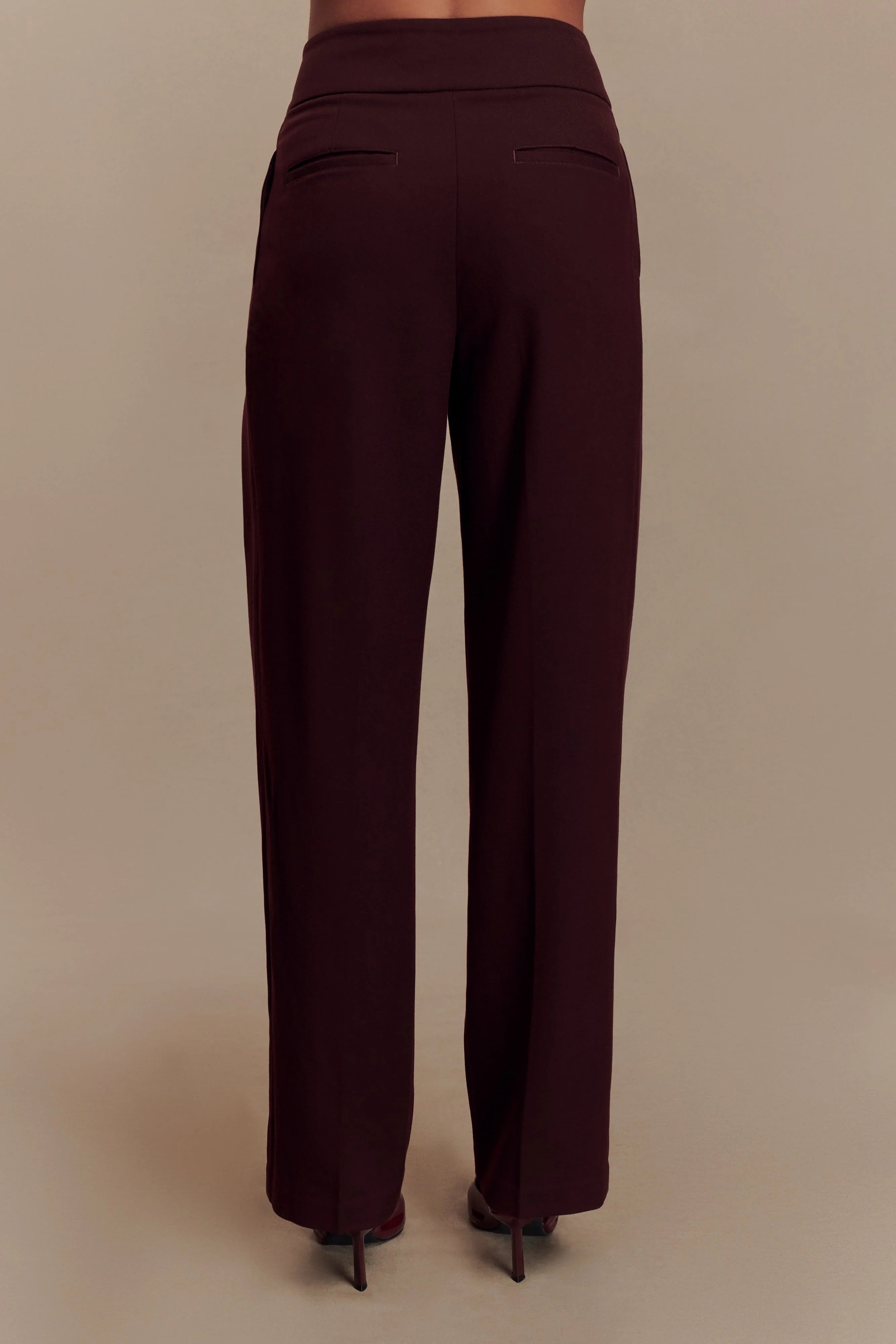 Penelope Pleated High Waisted Pants Mahogany
