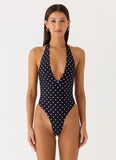 Delia One Piece Swimsuit Black Polkadot