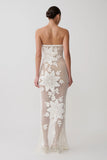 Mandie Hand Crochet Asymmetrical Maxi Dress White