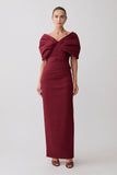 Thelma Bardot Maxi Dress Wine