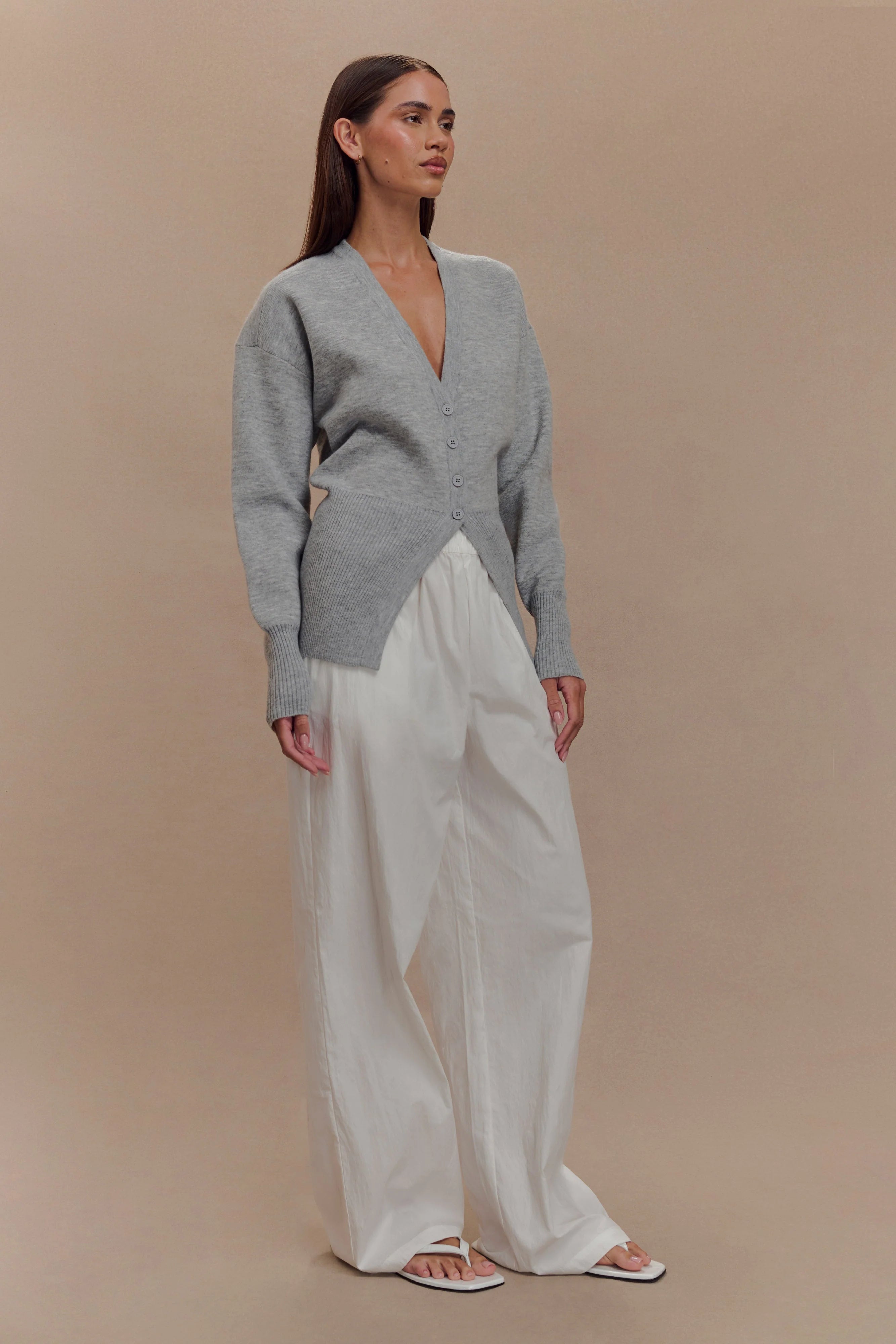 Alexia Buttoned Oversized Cardigan Grey Marle
