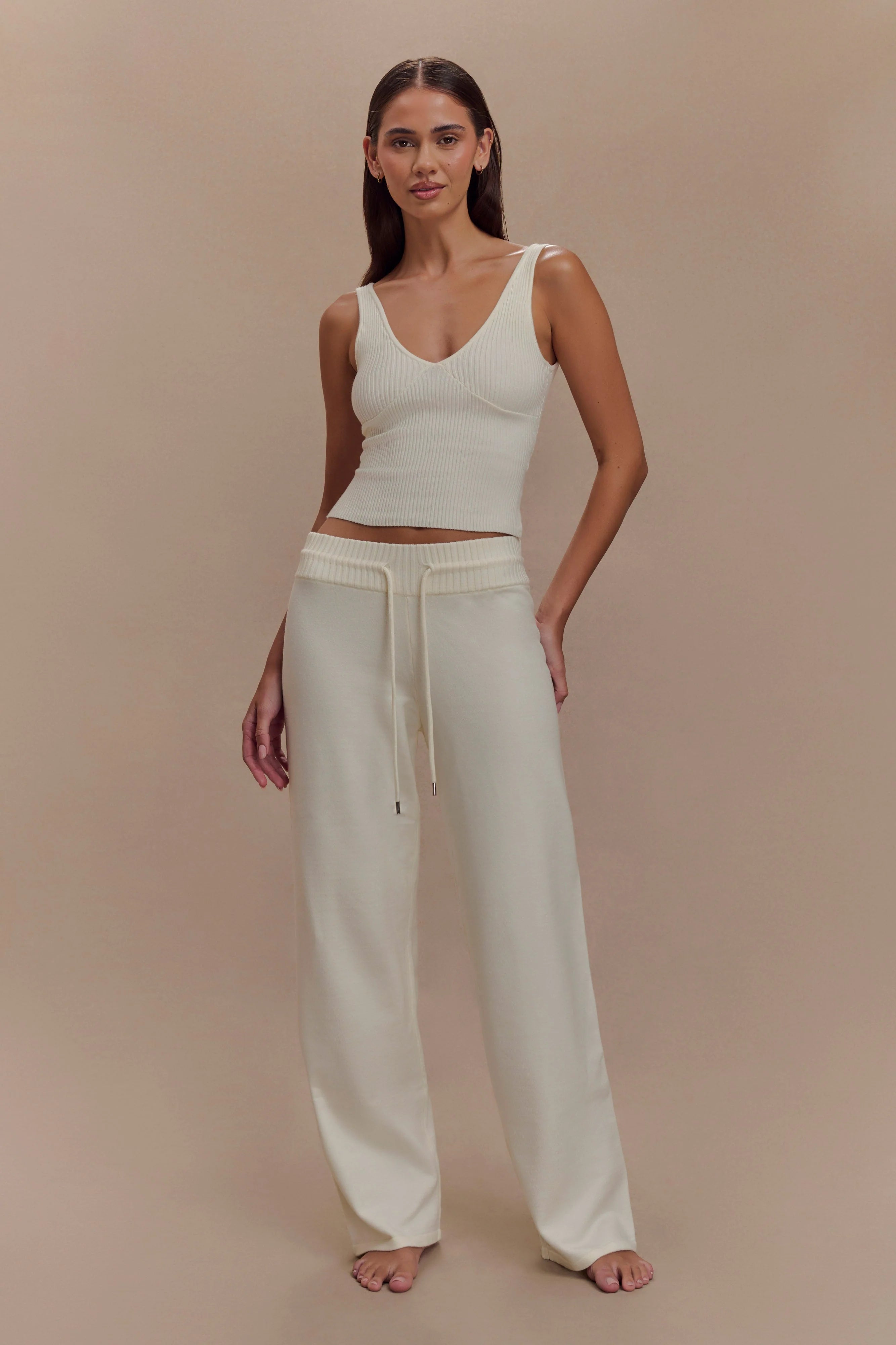 Natalya Knit Wide Leg Pants Ivory