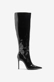 Over It Black Fitted Over Knee Pointed Heeled Boots