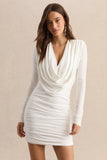 Ciela White Extreme Plunge Neck Mini Dress