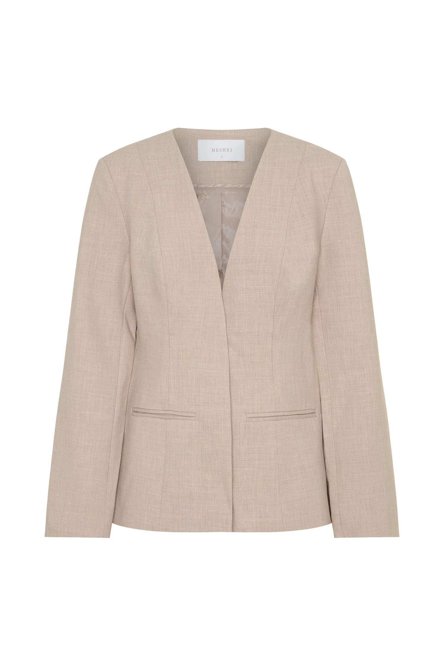 Solenne Collarless Suiting Blazer Natural Marle